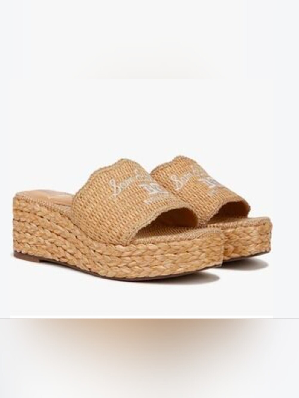 Sam Edelman Woven Slide Platform Sandals - Tan